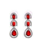 VOJ Silver Toned Red Ad Studs Earrings | Grocsy