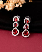 VOJ Silver Toned Red Ad Studs Earrings | Grocsy