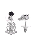 VOJ Silver Plated Ad Black Stone Temple Jewellery Set | Grocsy