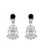 VOJ Silver Plated Ad Black Stone Temple Jewellery Set | Grocsy