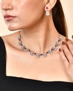 VOJ Silver Plated Ad Wine Stone Temple Jewellery Set | Grocsy