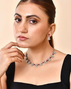 VOJ Silver Plated Ad Wine Stone Temple Jewellery Set | Grocsy