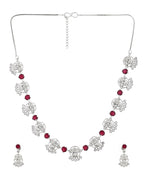 VOJ Silver Plated Ad Wine Stone Temple Jewellery Set | Grocsy