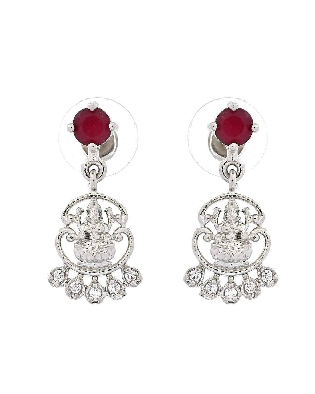 VOJ Silver Plated Ad Wine Stone Temple Jewellery Set | Grocsy