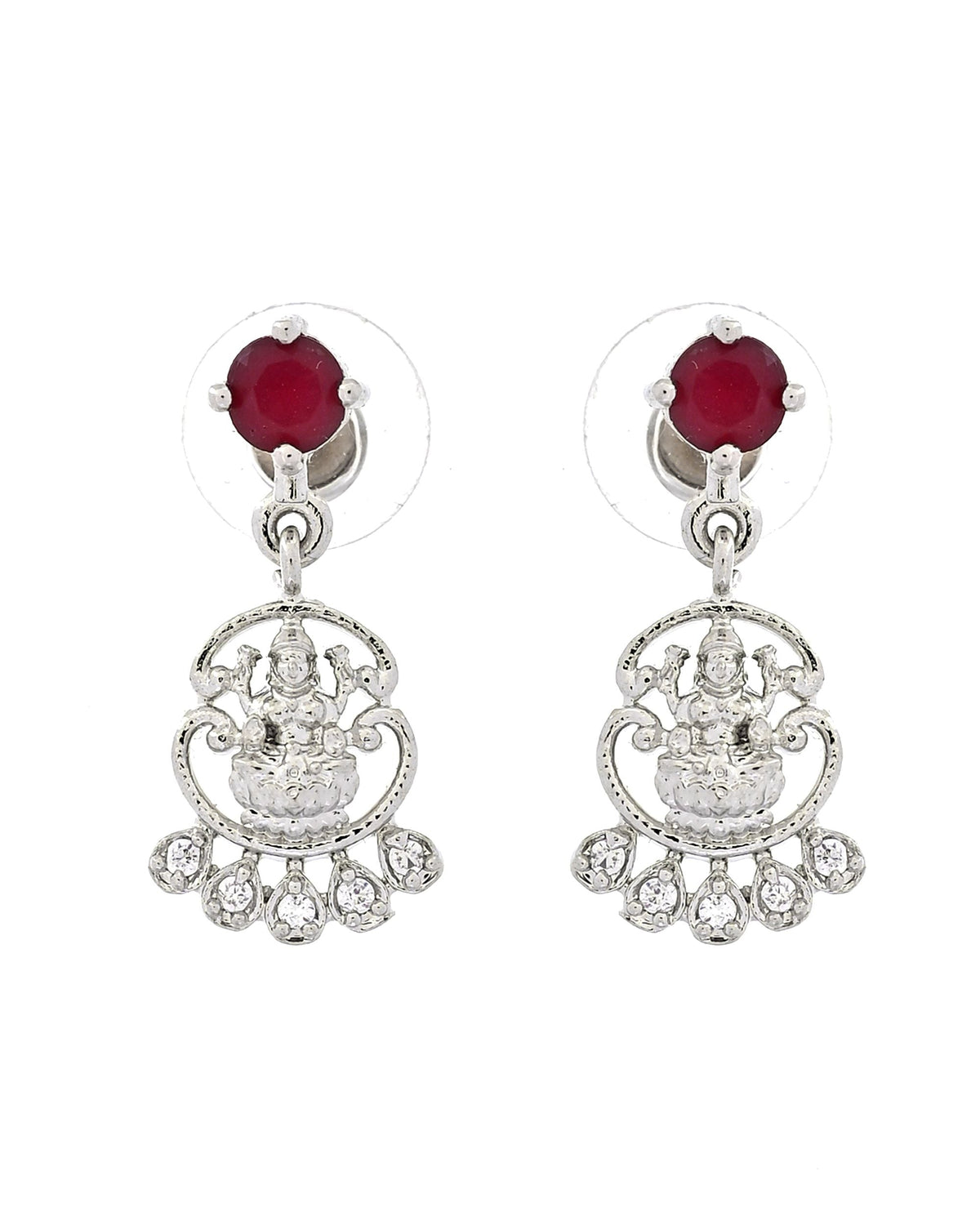VOJ Silver Plated Ad Wine Stone Temple Jewellery Set | Grocsy