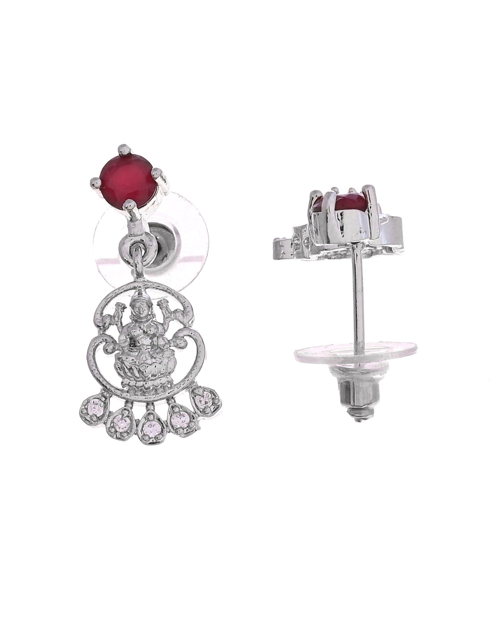 VOJ Silver Plated Ad Wine Stone Temple Jewellery Set | Grocsy