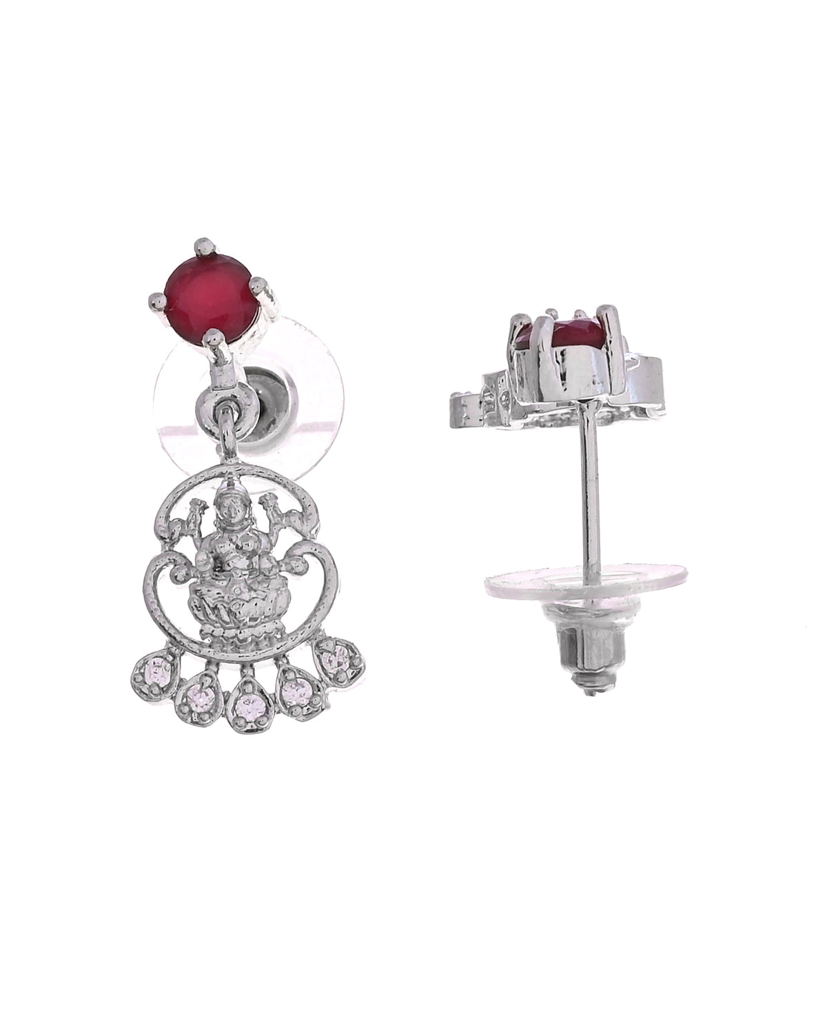 VOJ Silver Plated Ad Wine Stone Temple Jewellery Set | Grocsy