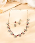 VOJ Silver Plated Ad Wine Stone Temple Jewellery Set | Grocsy