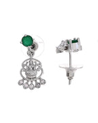 VOJ Silver Plated Ad Green Stone Temple Jewellery Set | Grocsy