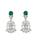 VOJ Silver Plated Ad Green Stone Temple Jewellery Set | Grocsy
