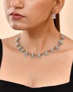 VOJ Silver Plated Ad Yellow Stone Temple Jewellery Set | Grocsy