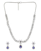VOJ Silver Plated Purple Drop Shaped Ad Jewellery Set | Grocsy