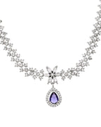 VOJ Silver Plated Purple Drop Shaped Ad Jewellery Set | Grocsy