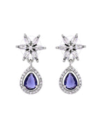 VOJ Silver Plated Purple Drop Shaped Ad Jewellery Set | Grocsy