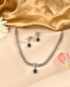 VOJ Silver Plated Purple Drop Shaped Ad Jewellery Set | Grocsy