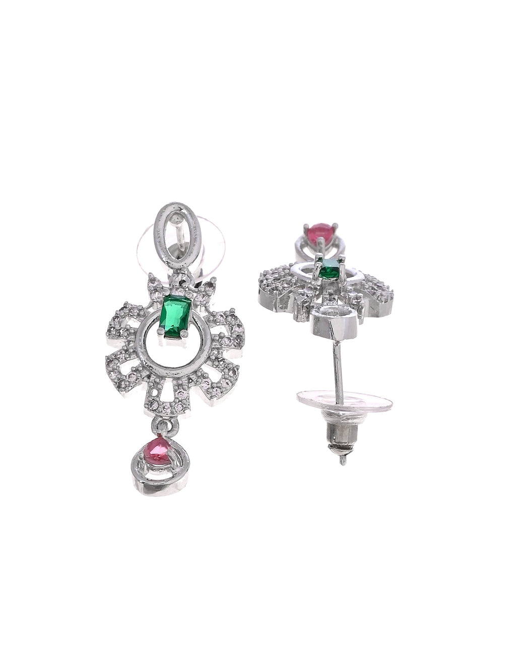 VOJ Silver Plated Ad Stone Studded Designer Necklace Set | Grocsy