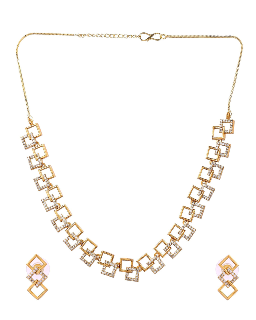 VOJ Gold Plated Geometric Shaped Ad Jewellery Set | Grocsy