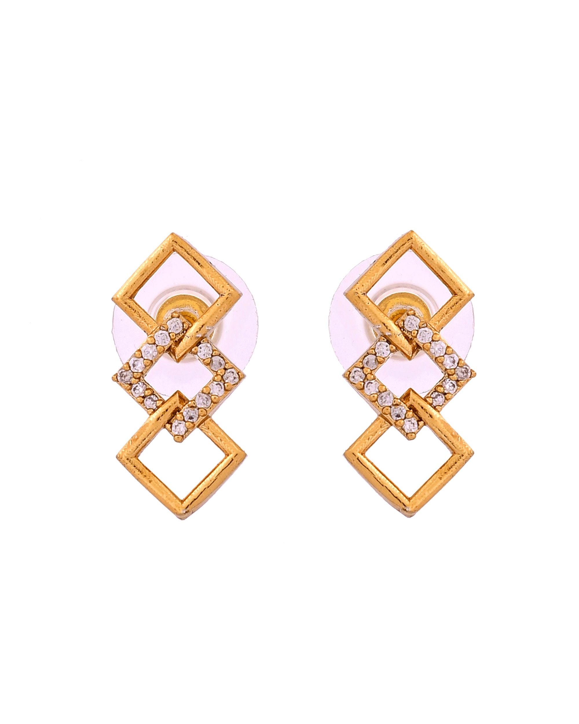 VOJ Gold Plated Geometric Shaped Ad Jewellery Set | Grocsy
