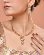 VOJ Gold Plated Bird Shaped Designer Ad Necklace Set | Grocsy
