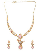 VOJ Gold Plated Bird Shaped Designer Ad Necklace Set | Grocsy