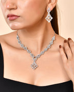 VOJ Silver Plated Ad Stone Studded Necklace Set | Grocsy