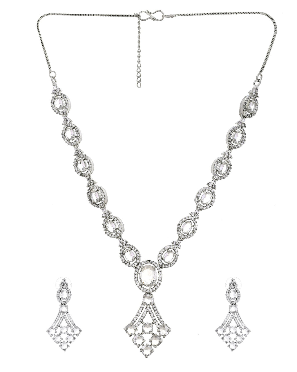 VOJ Silver Plated Ad Stone Studded Necklace Set | Grocsy