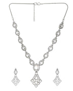 VOJ Silver Plated Ad Stone Studded Necklace Set | Grocsy