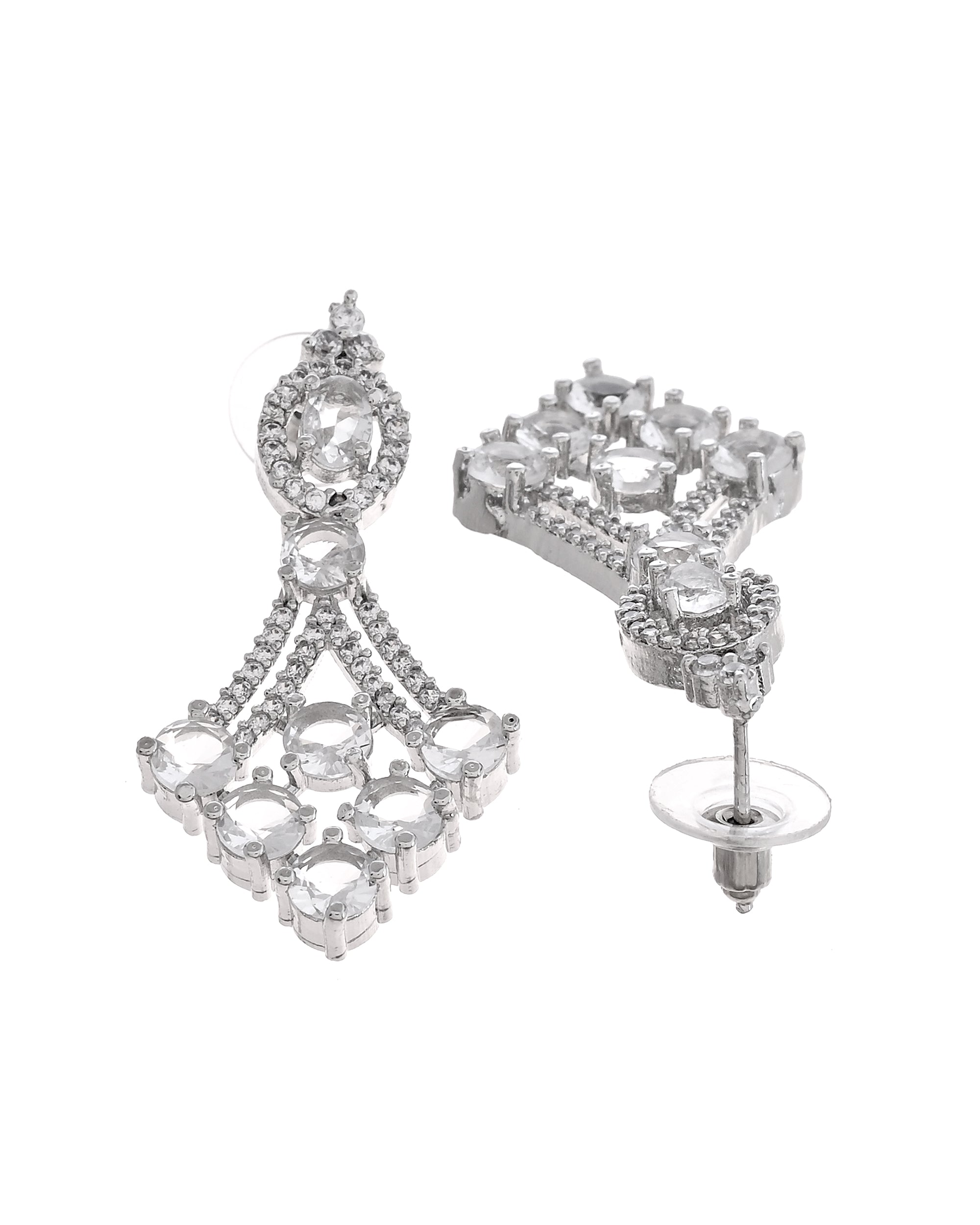 VOJ Silver Plated Ad Stone Studded Necklace Set | Grocsy