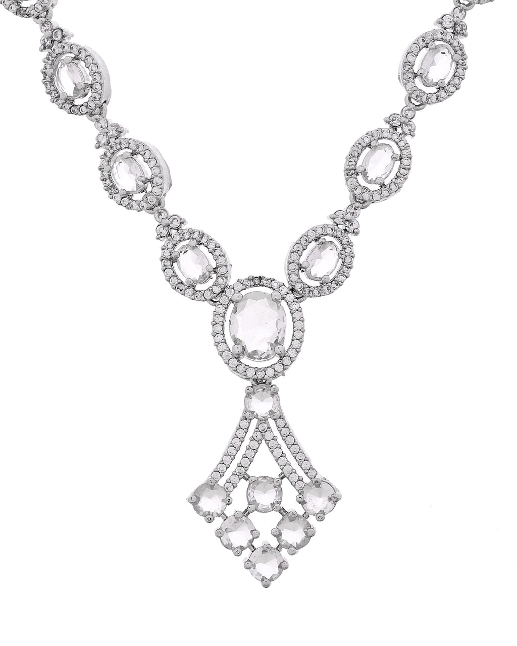 VOJ Silver Plated Ad Stone Studded Necklace Set | Grocsy