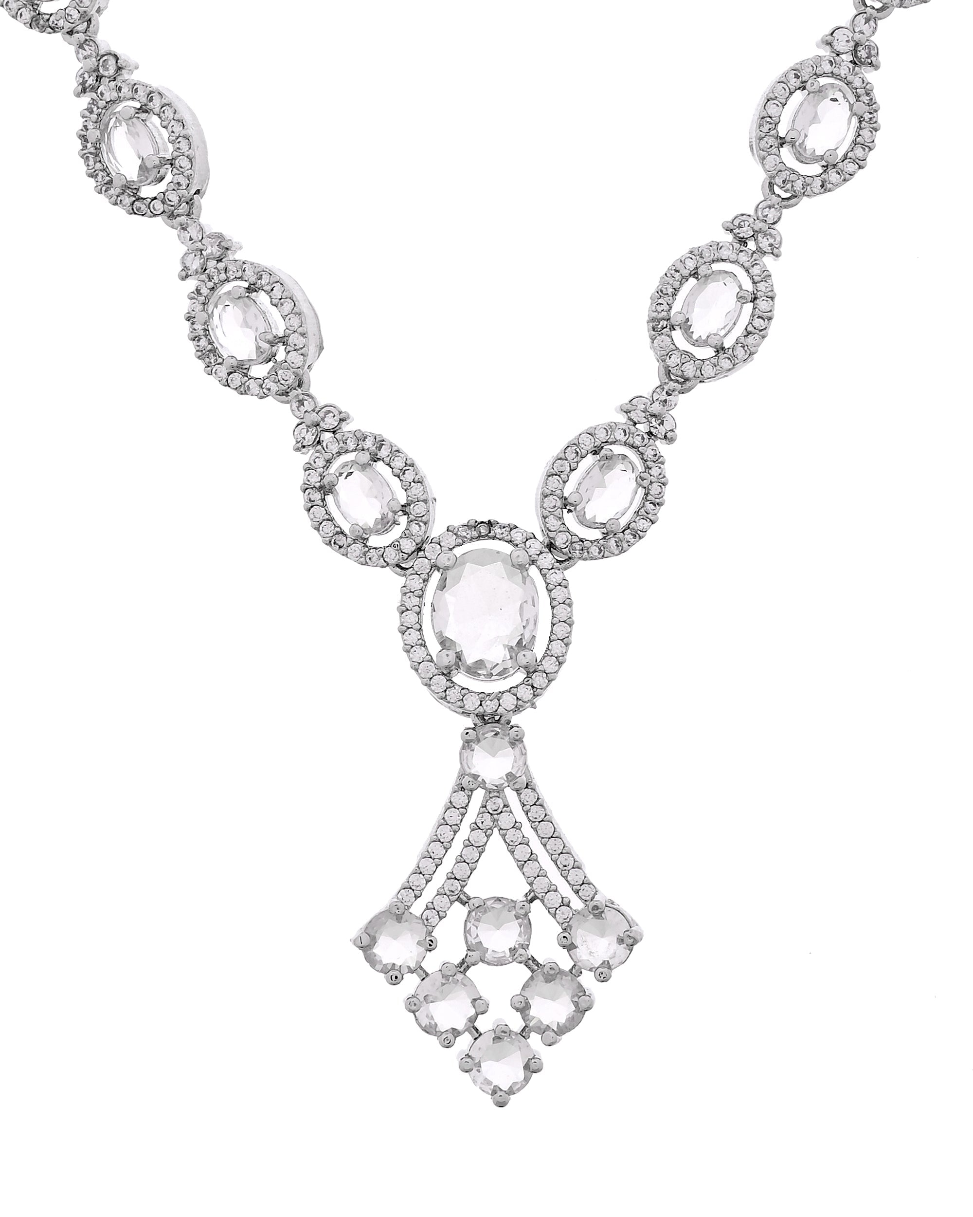 VOJ Silver Plated Ad Stone Studded Necklace Set | Grocsy