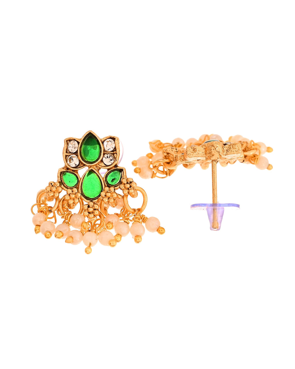 VOJ Gold Tone Green Floral Necklace Set | Grocsy