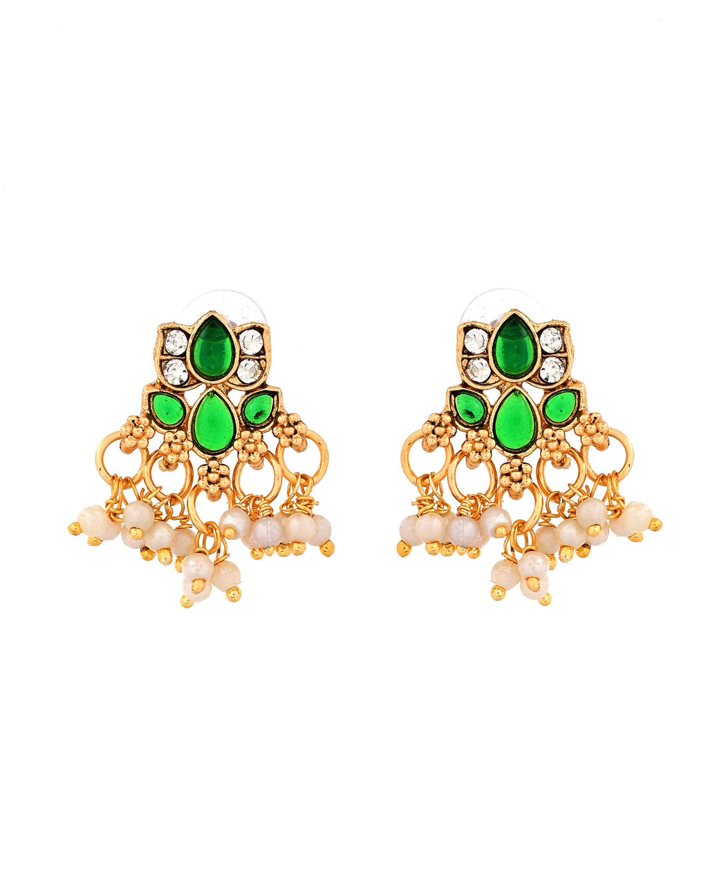 VOJ Gold Tone Green Floral Necklace Set | Grocsy