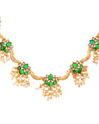 VOJ Gold Tone Green Floral Necklace Set | Grocsy