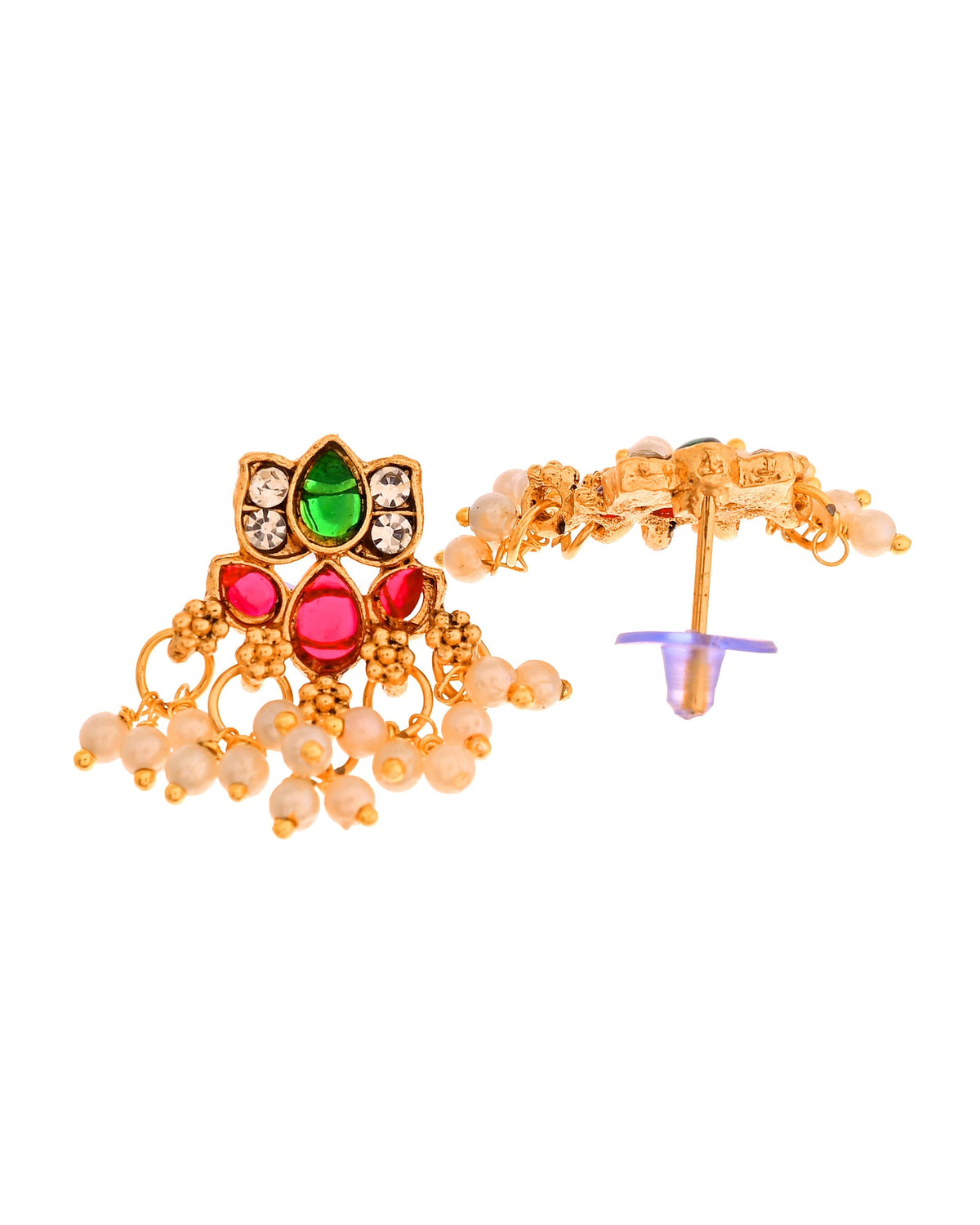 VOJ Gold Tone Multi Colour Floral Necklace Set | Grocsy