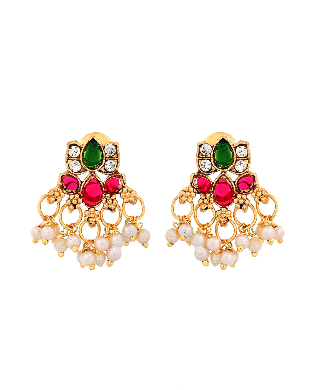 VOJ Gold Tone Multi Colour Floral Necklace Set | Grocsy