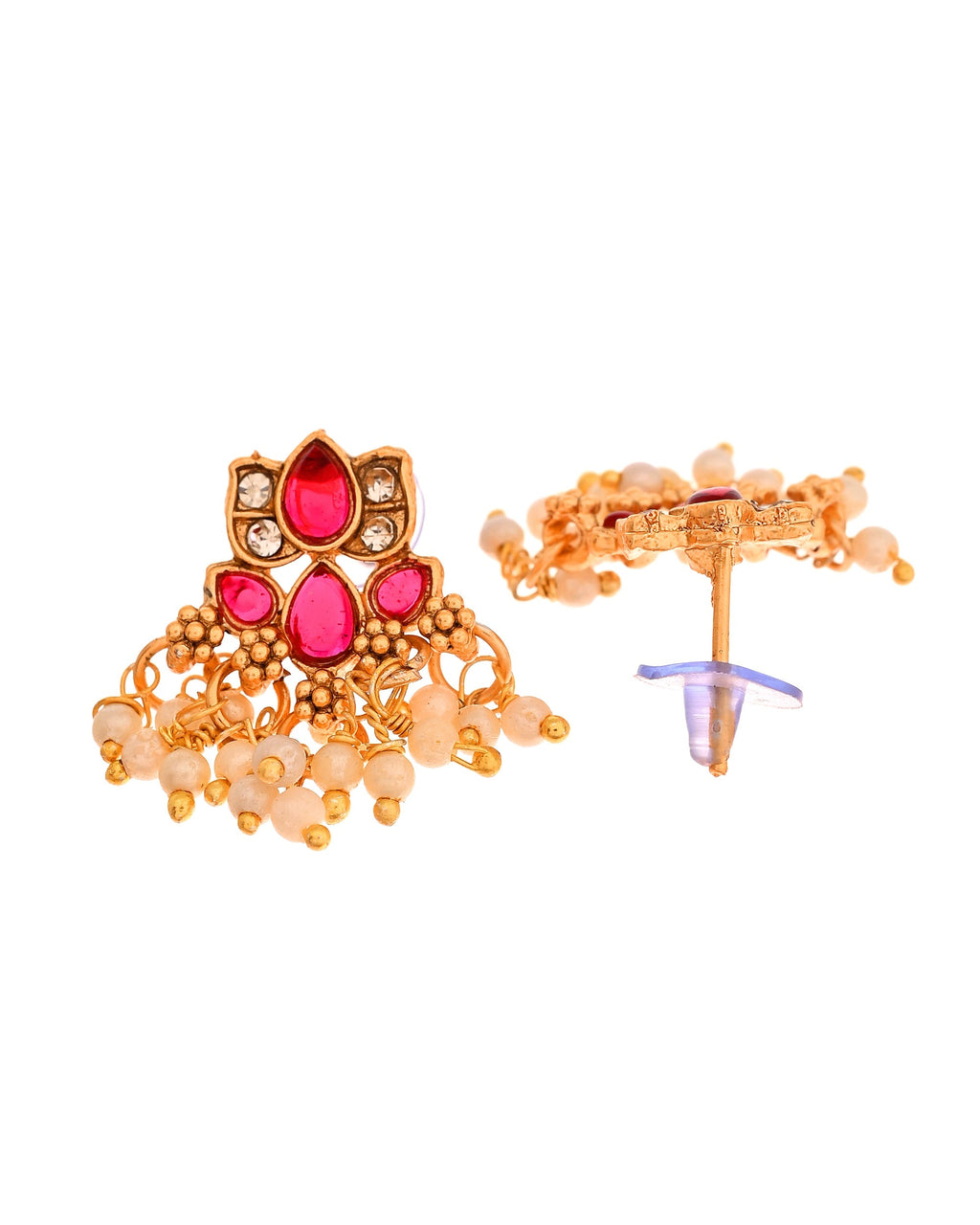 VOJ Gold Tone Ruby Red Floral Necklace Set | Grocsy