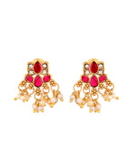 VOJ Gold Tone Ruby Red Floral Necklace Set | Grocsy