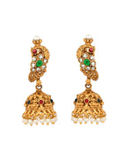 VOJ Gold Plated Antique Design Ruby Red Jewellery Set | Grocsy