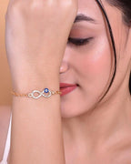 VOJ Gold-Polished Evil Eye Charm Bracelet