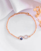 VOJ Gold-Polished Evil Eye Charm Bracelet
