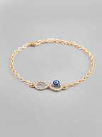 VOJ Gold-Polished Evil Eye Charm Bracelet