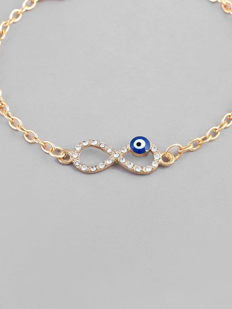 VOJ Gold-Polished Evil Eye Charm Bracelet