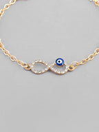 VOJ Gold-Polished Evil Eye Charm Bracelet