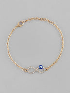 VOJ Gold-Polished Evil Eye Charm Bracelet