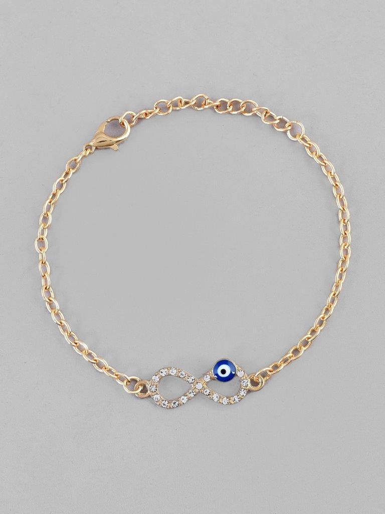 VOJ Gold-Polished Evil Eye Charm Bracelet