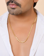 VOJ Gold Plated Oval Leaf Shaped Chain For Men | Grocsy