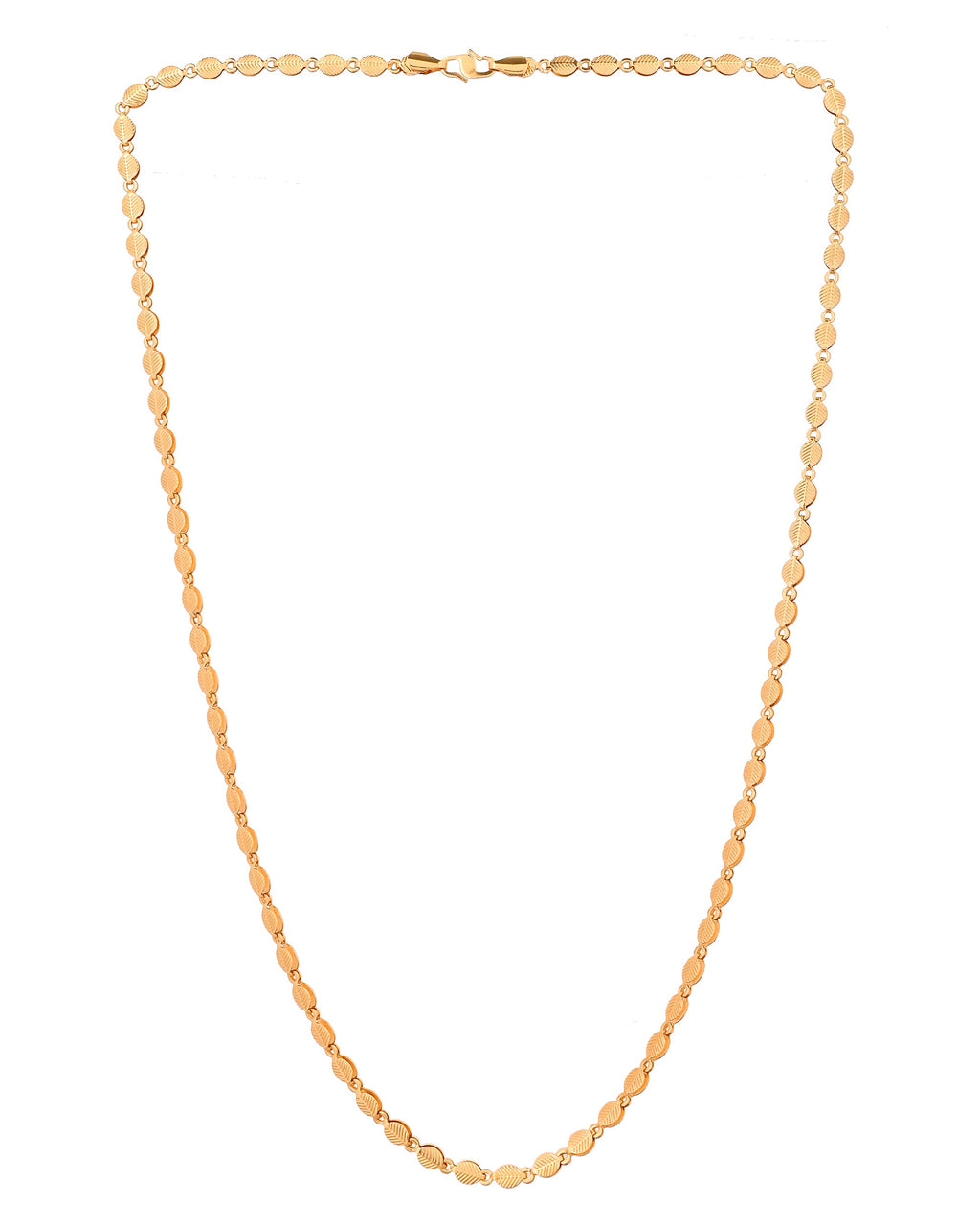 VOJ Gold Plated Oval Leaf Shaped Chain For Men | Grocsy
