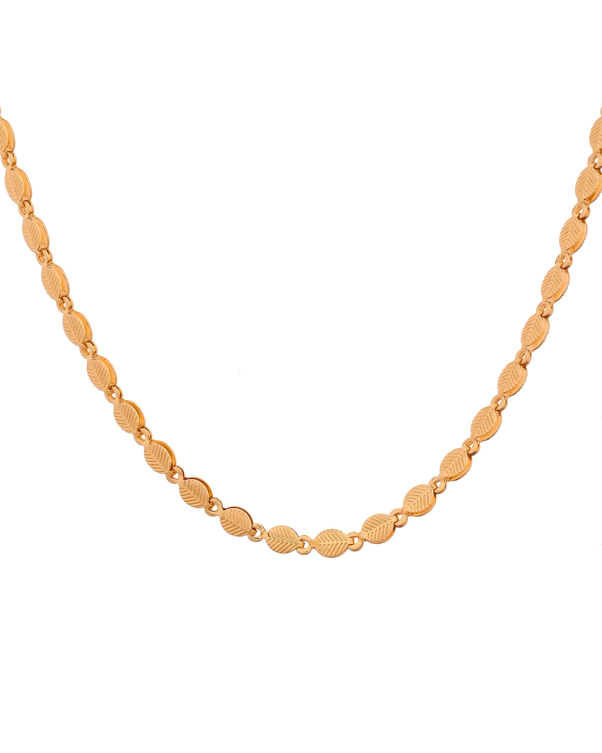 VOJ Gold Plated Oval Leaf Shaped Chain For Men | Grocsy