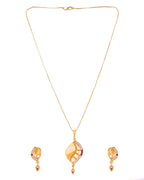 VOJ Gold Plated Simple Chain With Pendant And Earrings Set | Grocsy