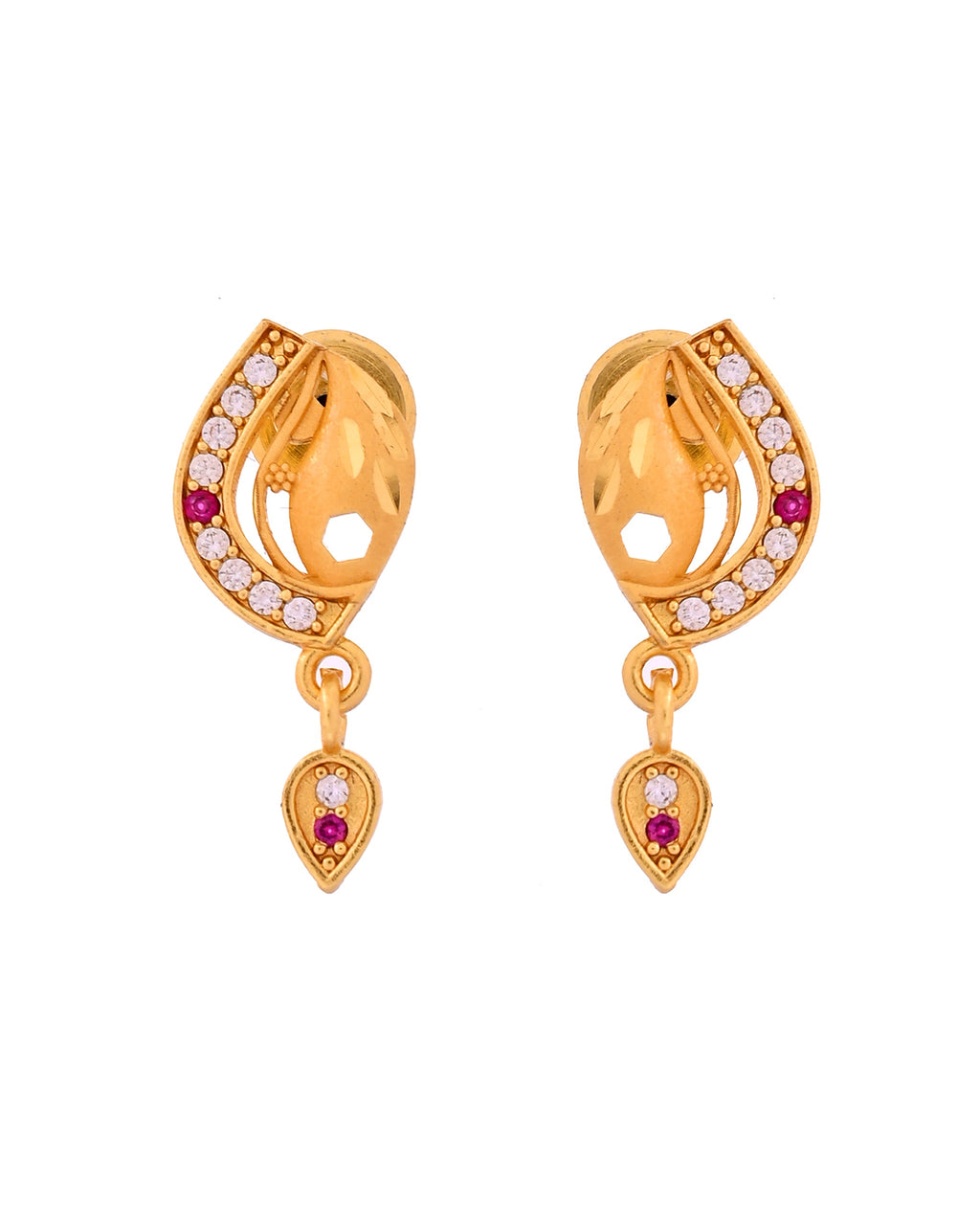 VOJ Gold Plated Simple Chain With Pendant And Earrings Set | Grocsy